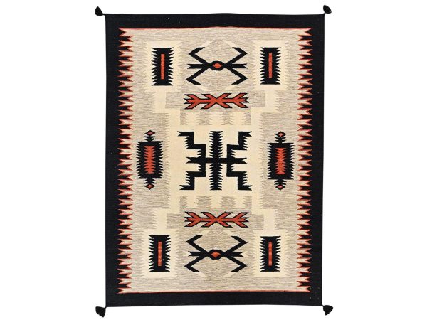 5'4"x7' Khaki Brown, American Indian Southwest Geometric Design, Flat Weave, Hand Woven, 100% Wool, Oriental Rug HR2696