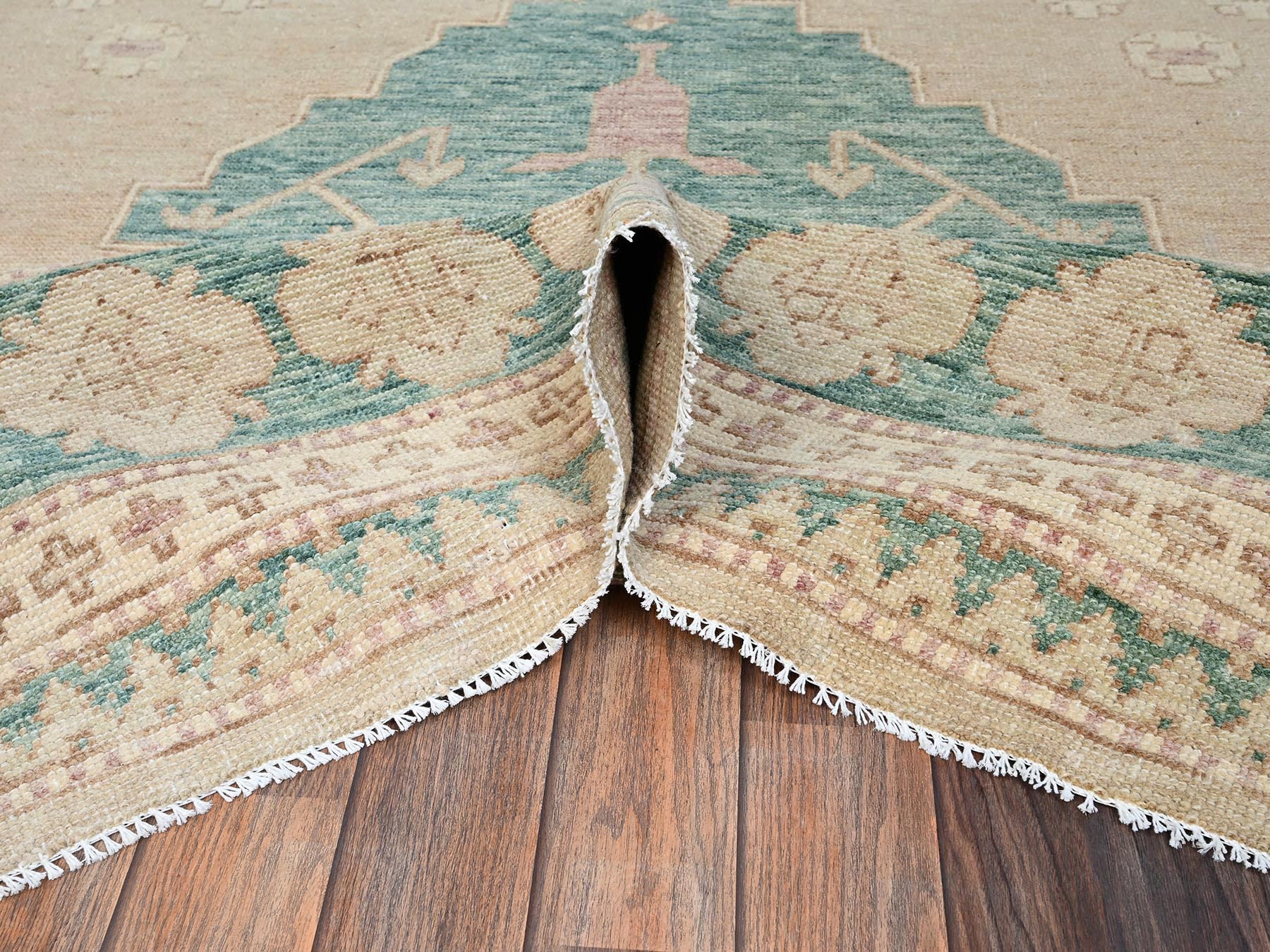 7'9"x10' Irish Cream Brown, Anatolian Village Design, Turkish Knot, Sheared Low, Hand Knotted, 100% Wool, Zero Pile, Oriental Rug HR2712 - Image 6