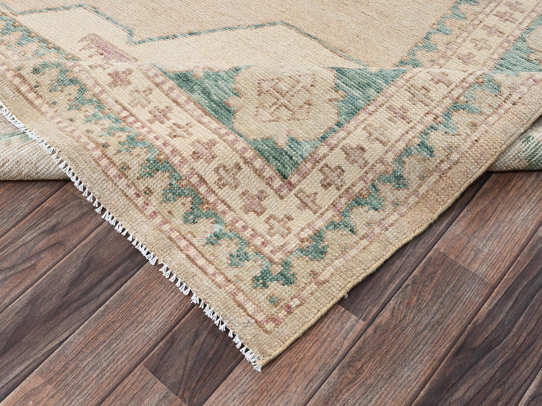 7'9"x10' Irish Cream Brown, Anatolian Village Design, Turkish Knot, Sheared Low, Hand Knotted, 100% Wool, Zero Pile, Oriental Rug HR2712 - Image 7