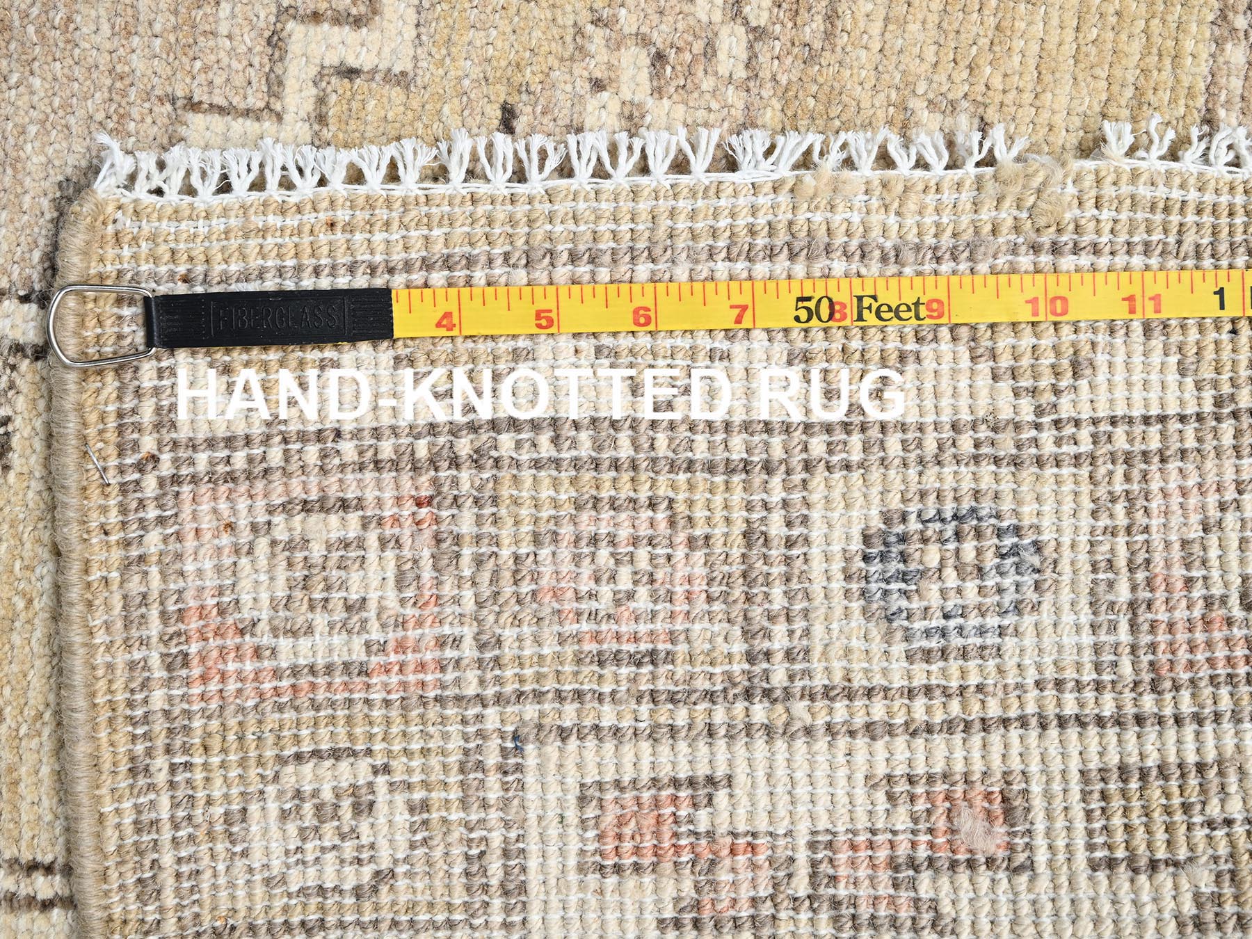 4'10"x6'10" Soybean Yellow, Anatolian Village Design, Turkish Knot, Sheared Low, Hand Knotted, 100% Wool, Zero Pile, Oriental Rug HR2719 - Image 7