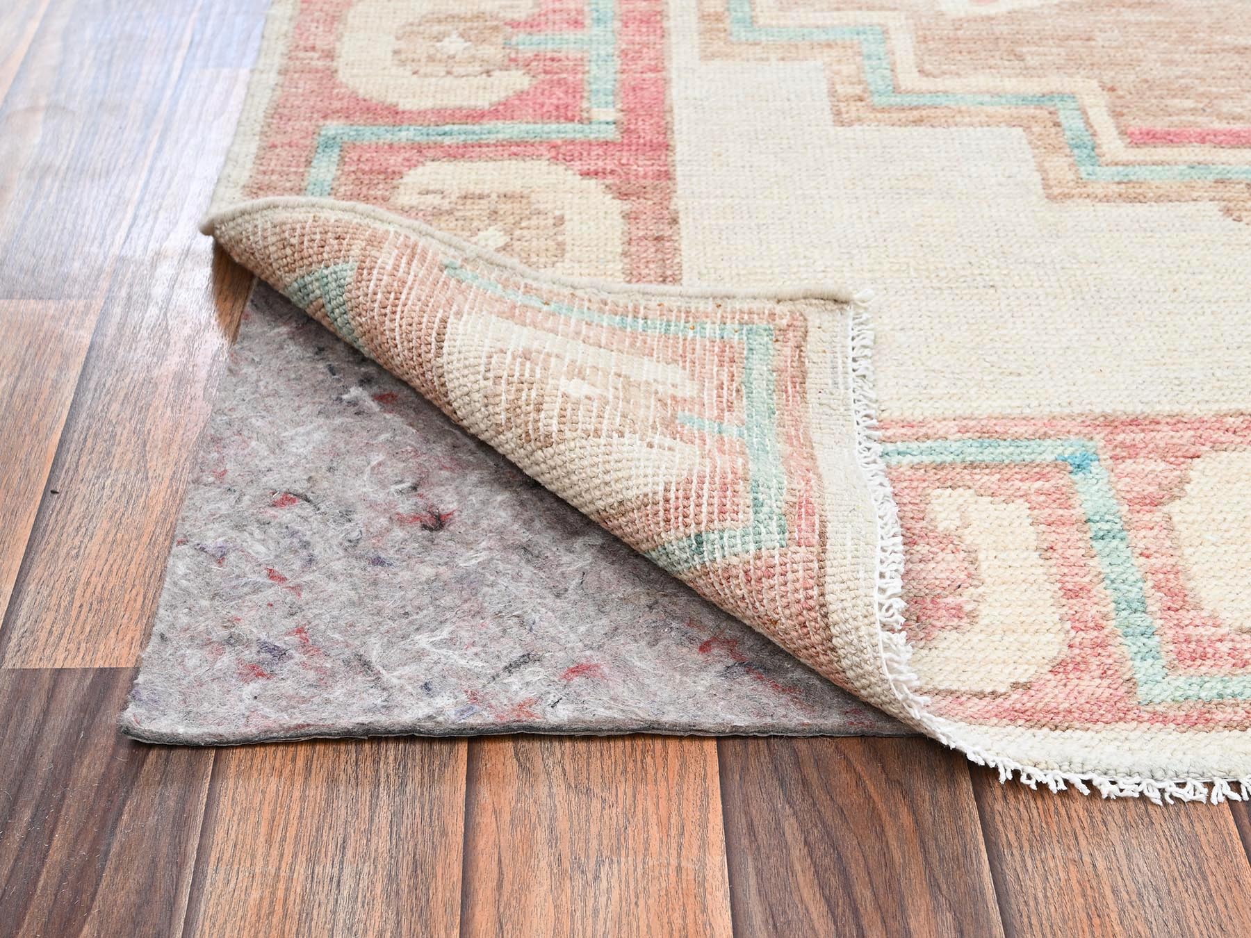 4'10"x7' Irish Cream Brown, Anatolian Village Design, Turkish Knot, Sheared Low, Hand Knotted, 100% Wool, Zero Pile, Oriental Rug HR2721 - Image 3