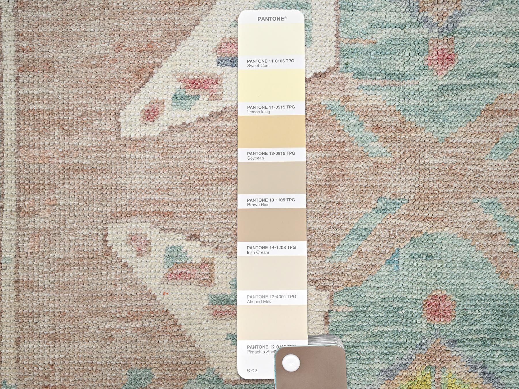 4'10"x7' Irish Cream Brown, Anatolian Village Design, Turkish Knot, Sheared Low, Hand Knotted, 100% Wool, Zero Pile, Oriental Rug HR2721 - Image 4