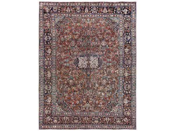 9'x12' Copper Brown, Antique Persian Sarouk with All Over Design, Excellent Condition, 250 KPSI, Even Pile, Soft, Hand Knotted, 100% Wool, Oriental Rug HR2753