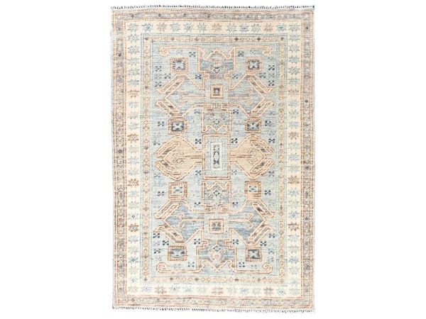 3'x4'7" Misty Gray, Anatolian Village Design, Turkish Knot, Hand Knotted, Zero Pile, Sheared Low, 100% Wool, Oriental Rug HR2763