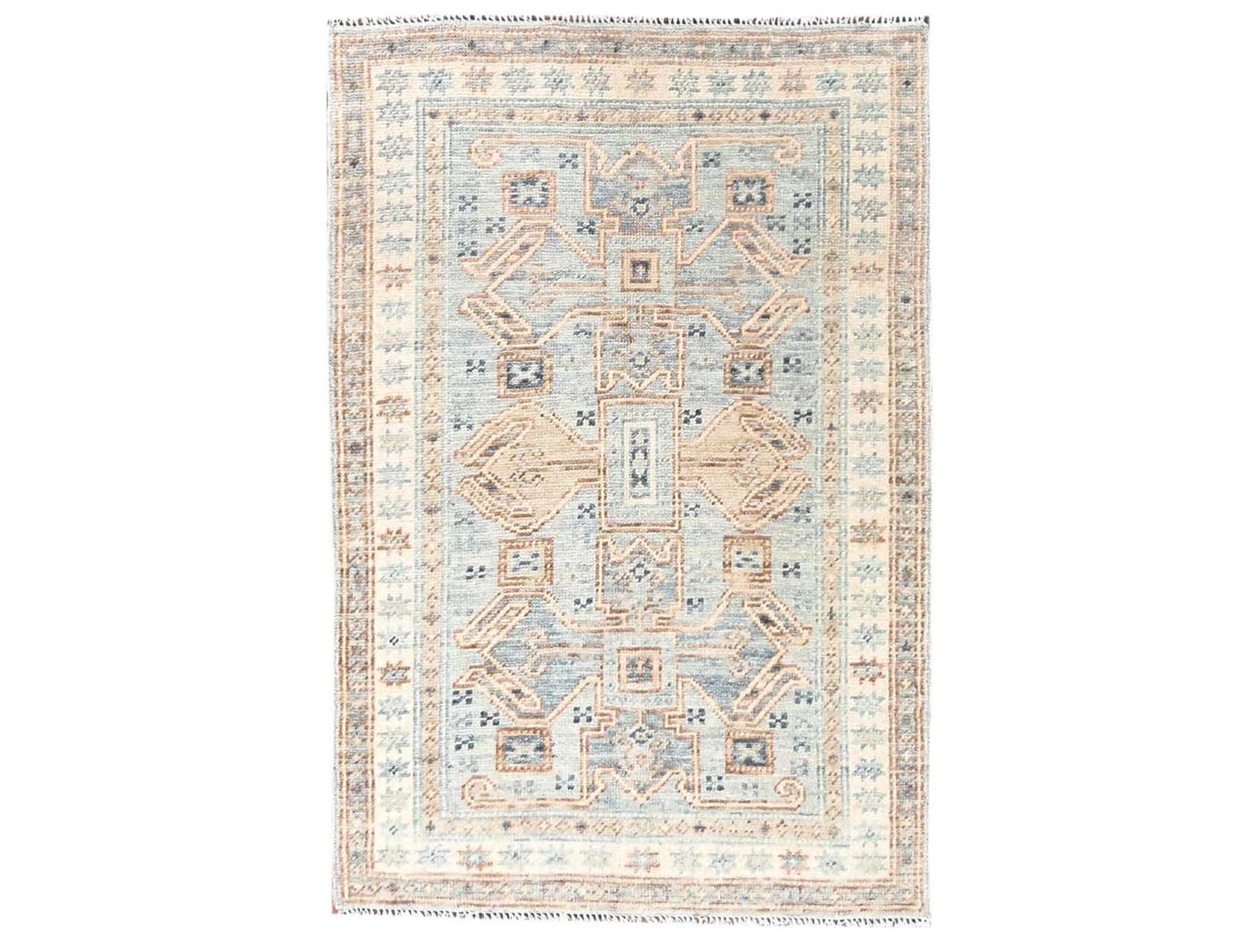 3'x4'7" Misty Gray, Anatolian Village Design, Turkish Knot, Hand Knotted, Zero Pile, Sheared Low, 100% Wool, Oriental Rug HR2763