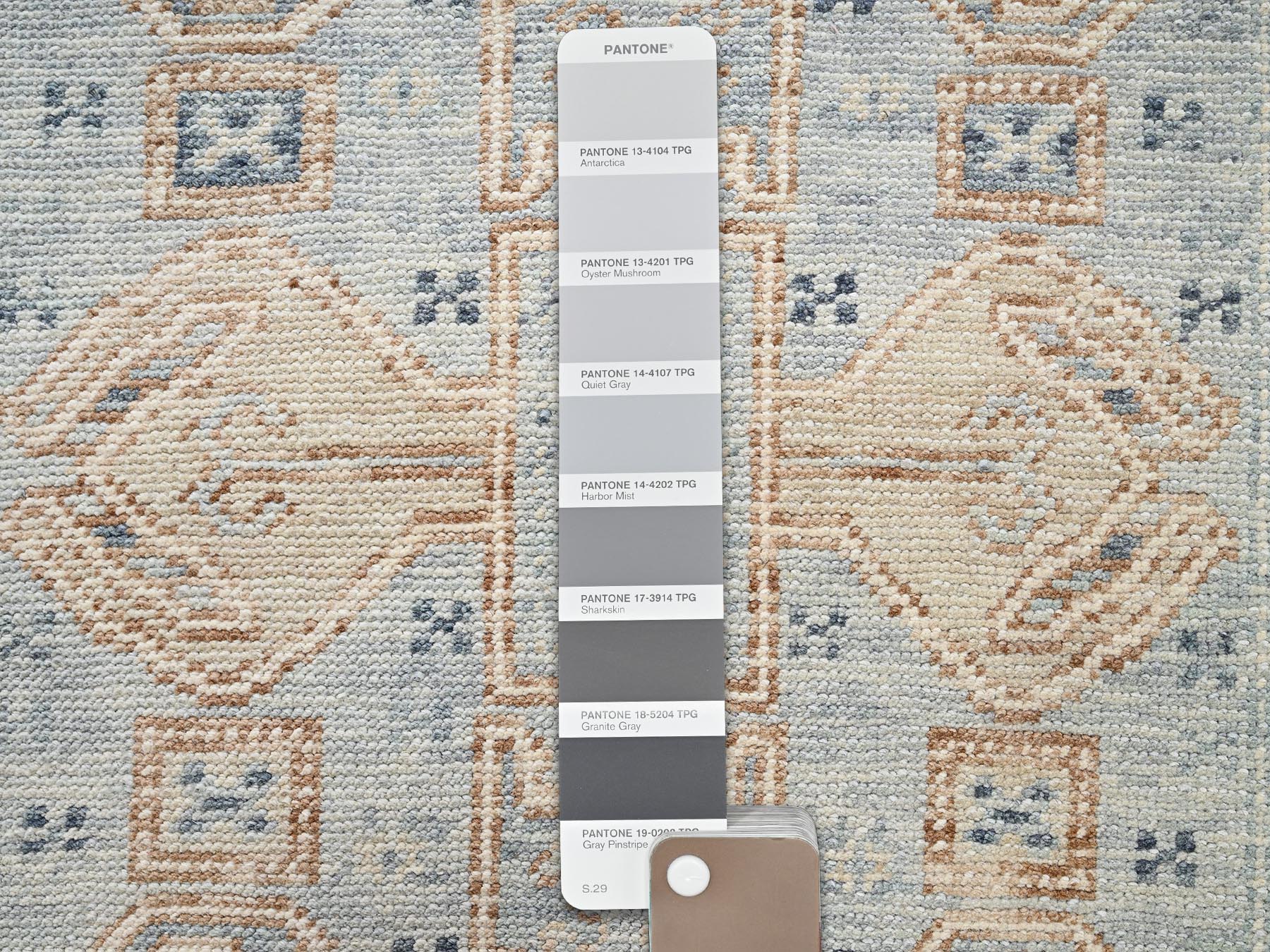 3'x4'7" Misty Gray, Anatolian Village Design, Turkish Knot, Hand Knotted, Zero Pile, Sheared Low, 100% Wool, Oriental Rug HR2763 - Image 4