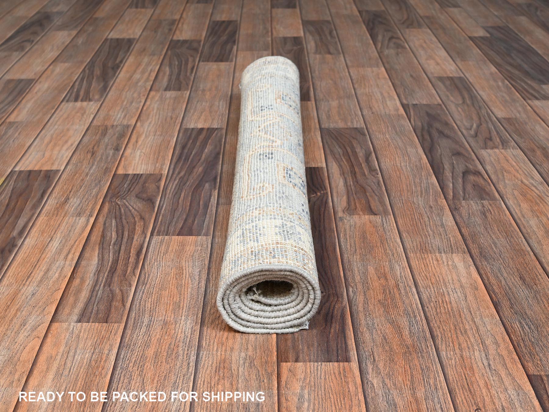 3'x4'7" Misty Gray, Anatolian Village Design, Turkish Knot, Hand Knotted, Zero Pile, Sheared Low, 100% Wool, Oriental Rug HR2763 - Image 5