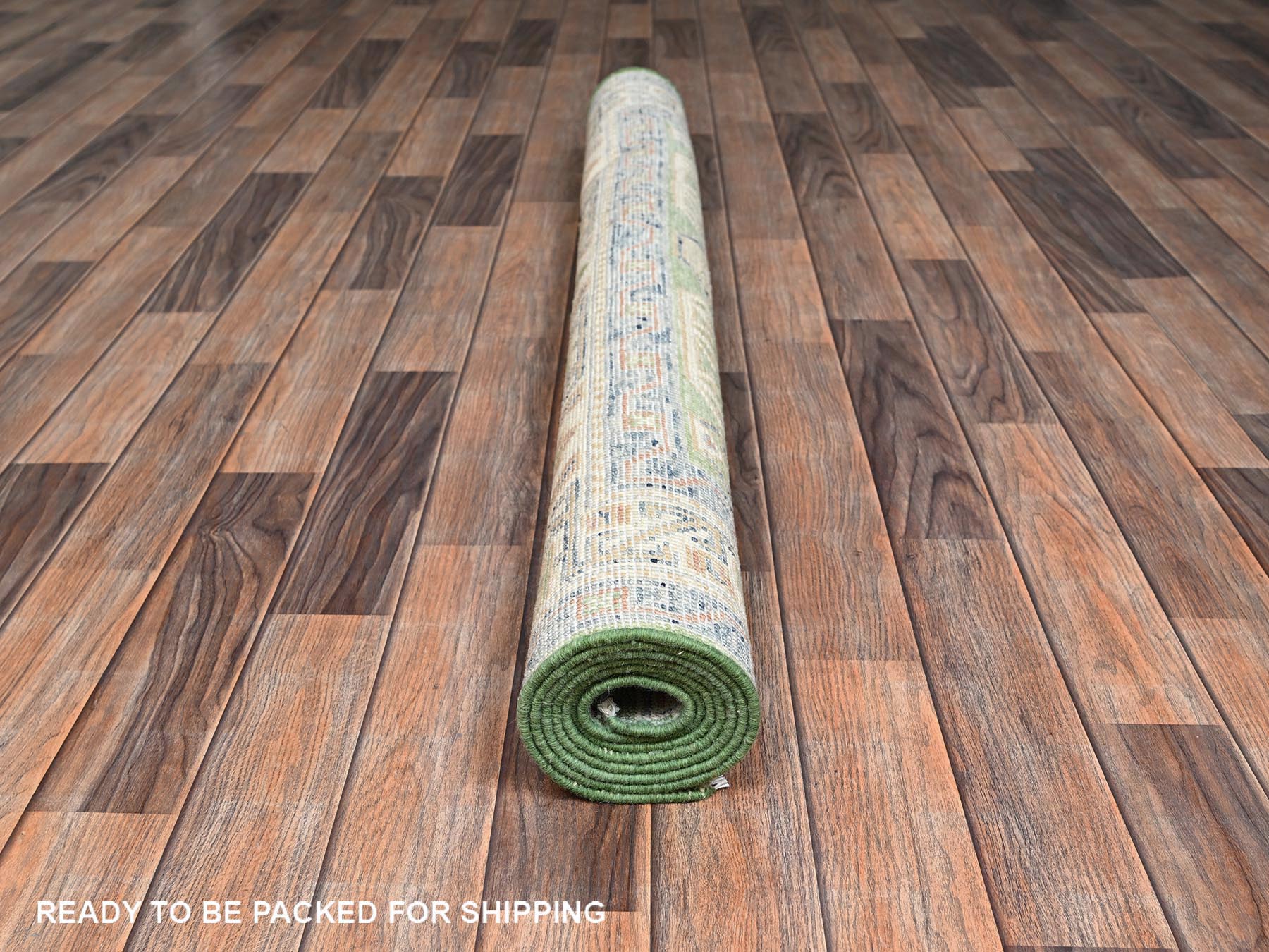 5'x7' Fern Green, Anatolian Village Design, Turkish Knot, Hand Knotted, Zero Pile, Sheared Low, 100% Wool, Oriental Rug HR2764 - Image 5