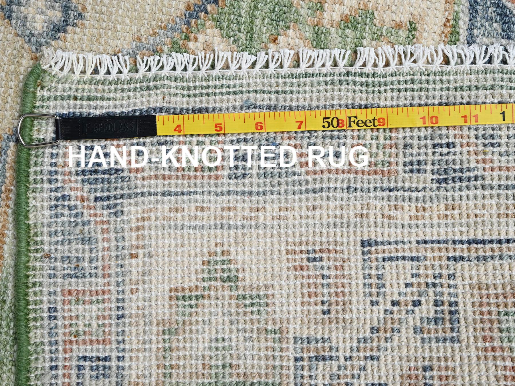 5'x7' Fern Green, Anatolian Village Design, Turkish Knot, Hand Knotted, Zero Pile, Sheared Low, 100% Wool, Oriental Rug HR2764 - Image 7