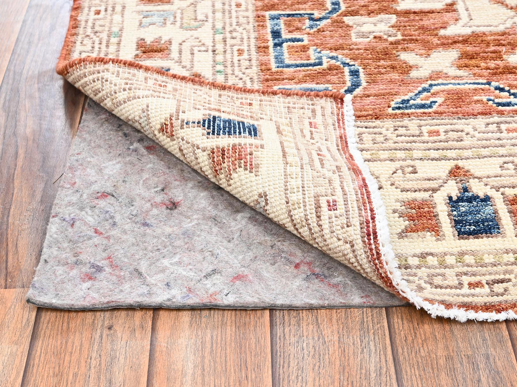 4'10"x6'10" Lace White, Anatolian Village Design, Turkish Knot, Hand Knotted, Zero Pile, Sheared Low, 100% Wool, Oriental Rug HR2766 - Image 3
