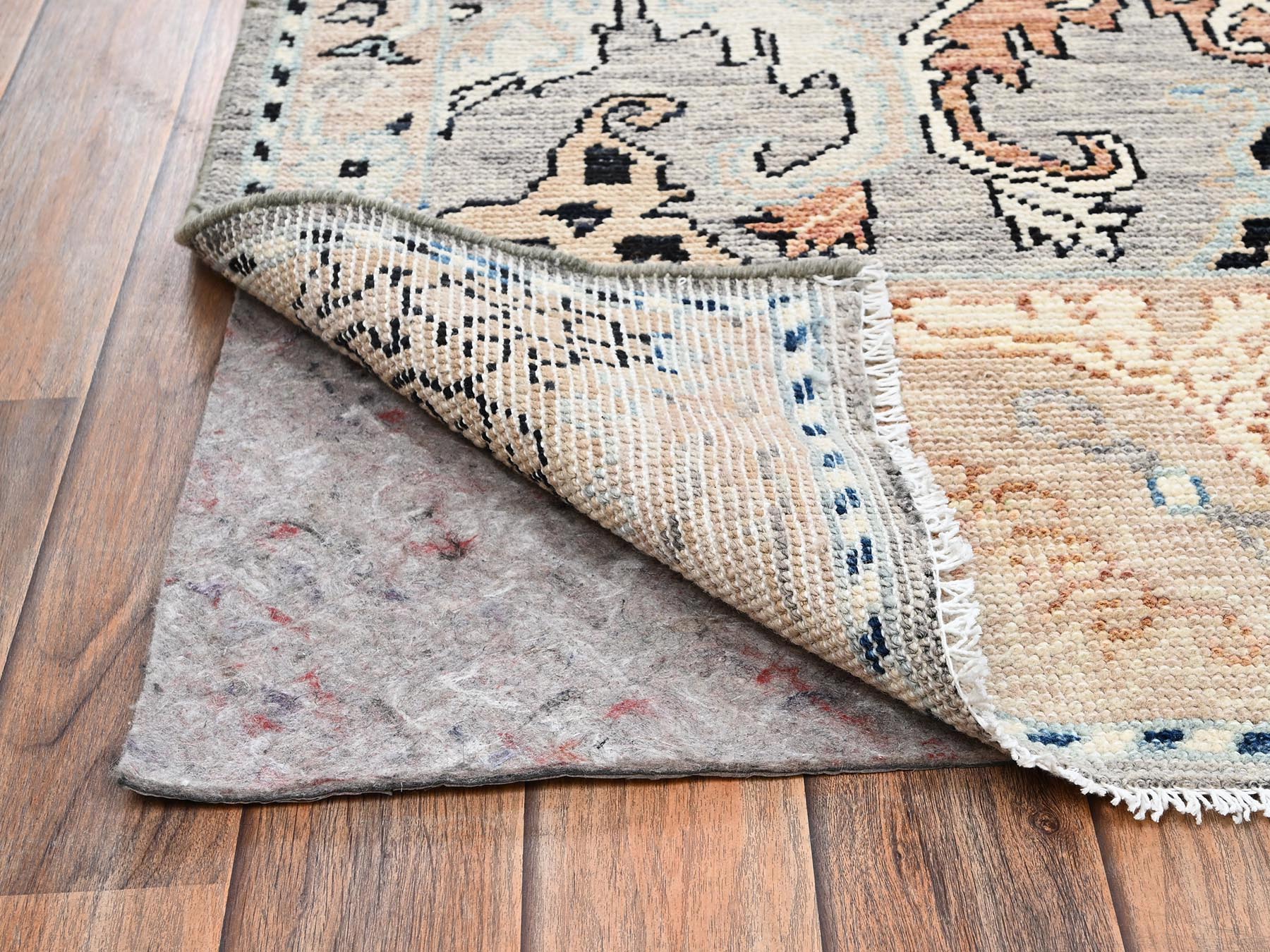 4'10"x7'1" Spanish Gray, Bijar Garus Design, Turkish Knot, Hand Knotted, Zero Pile, Sheared Low, 100% Wool, Oriental Rug HR2768 - Image 3