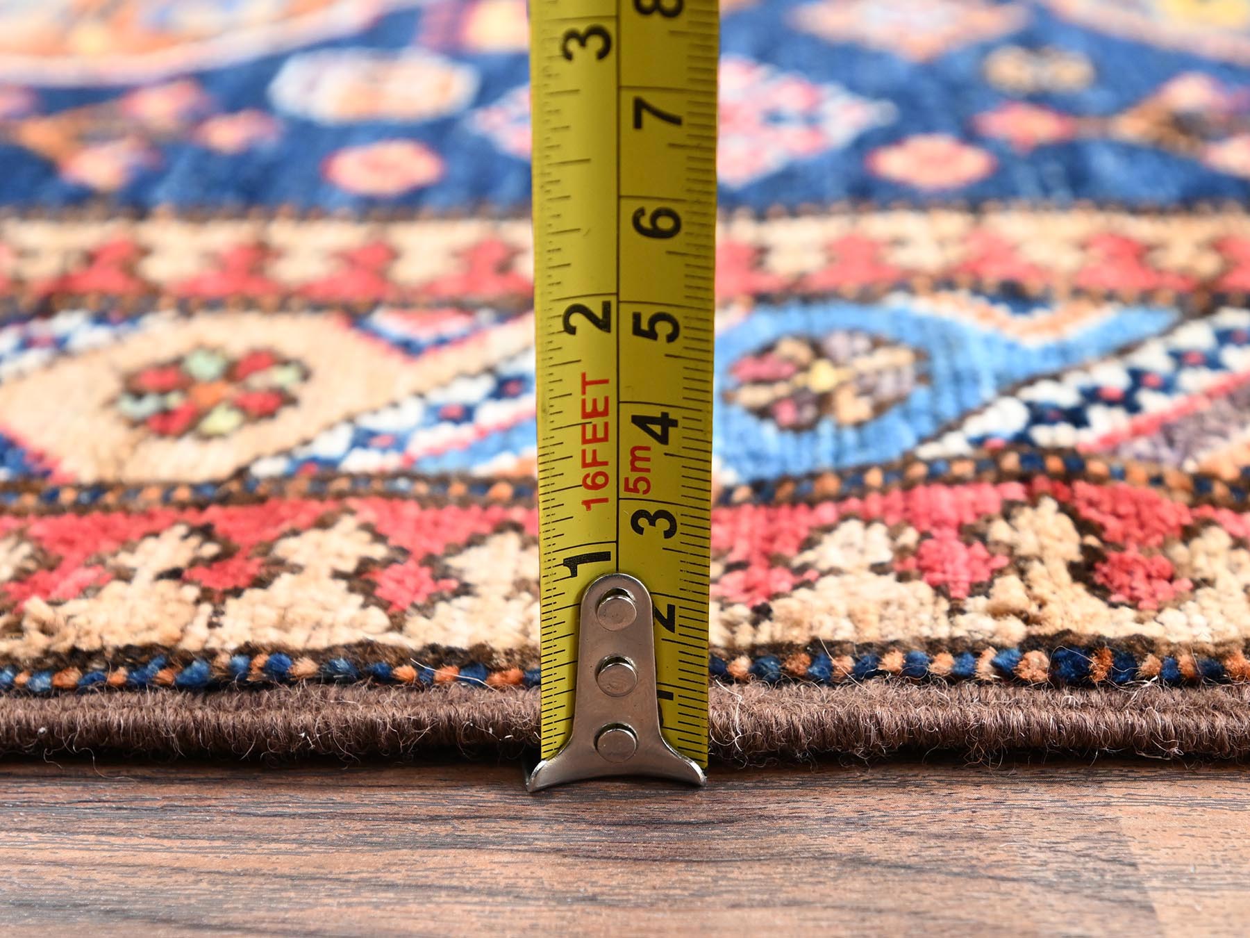 2'9"x7'2" Yale Blue, Hand Knotted, Afghan Ersari with Turkish Knot, Medallions Design, Animal Figurines, Vegetable Dyes, Densely Woven, Soft and Velvety Wool, Runner, Oriental Rug HR2782 - Image 6
