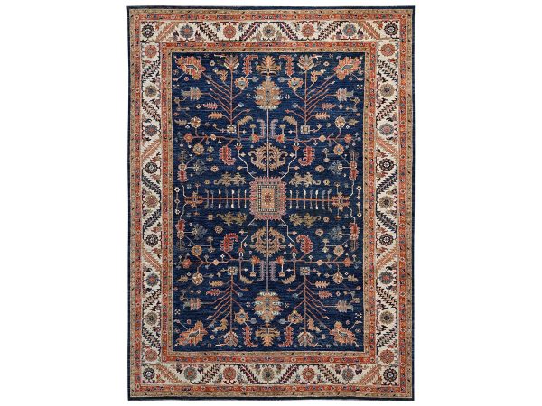 9'10"x13'8" Yale Blue, Afghan Peshawar with Heriz All Over Design, Hand Knotted, Soft Wool, Densely Woven, Oriental Rug HR2810
