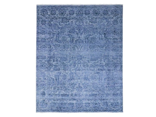 8'1"x10' Purple, Saturated Colors and Design, Tone on Tone, Hand Knotted, Wool & Silk, Abrash, Oriental Rug HR76309