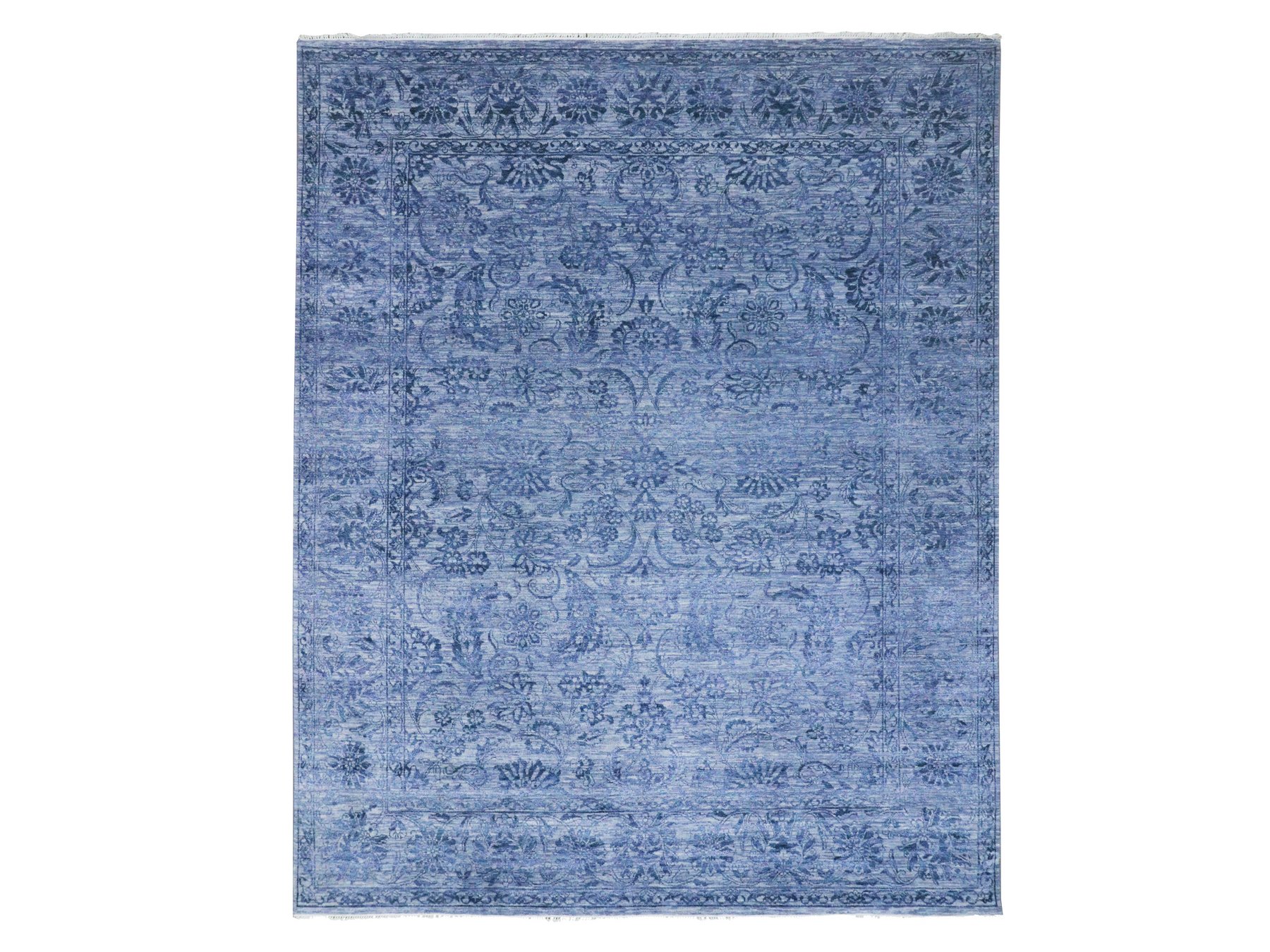 8'1"x10' Purple, Saturated Colors and Design, Tone on Tone, Hand Knotted, Wool & Silk, Abrash, Oriental Rug HR76309