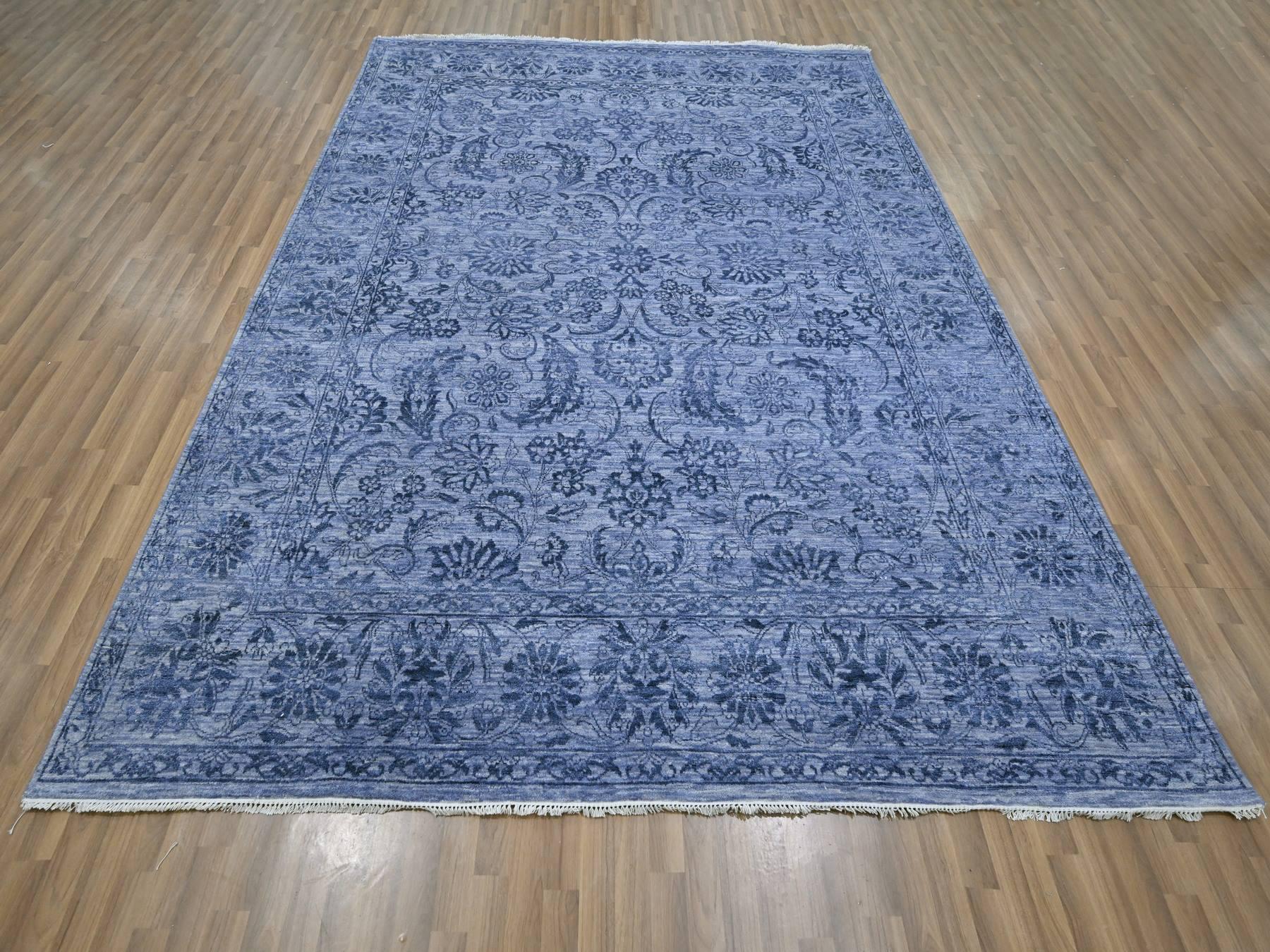 8'1"x10' Purple, Saturated Colors and Design, Tone on Tone, Hand Knotted, Wool & Silk, Abrash, Oriental Rug HR76309 - Image 2