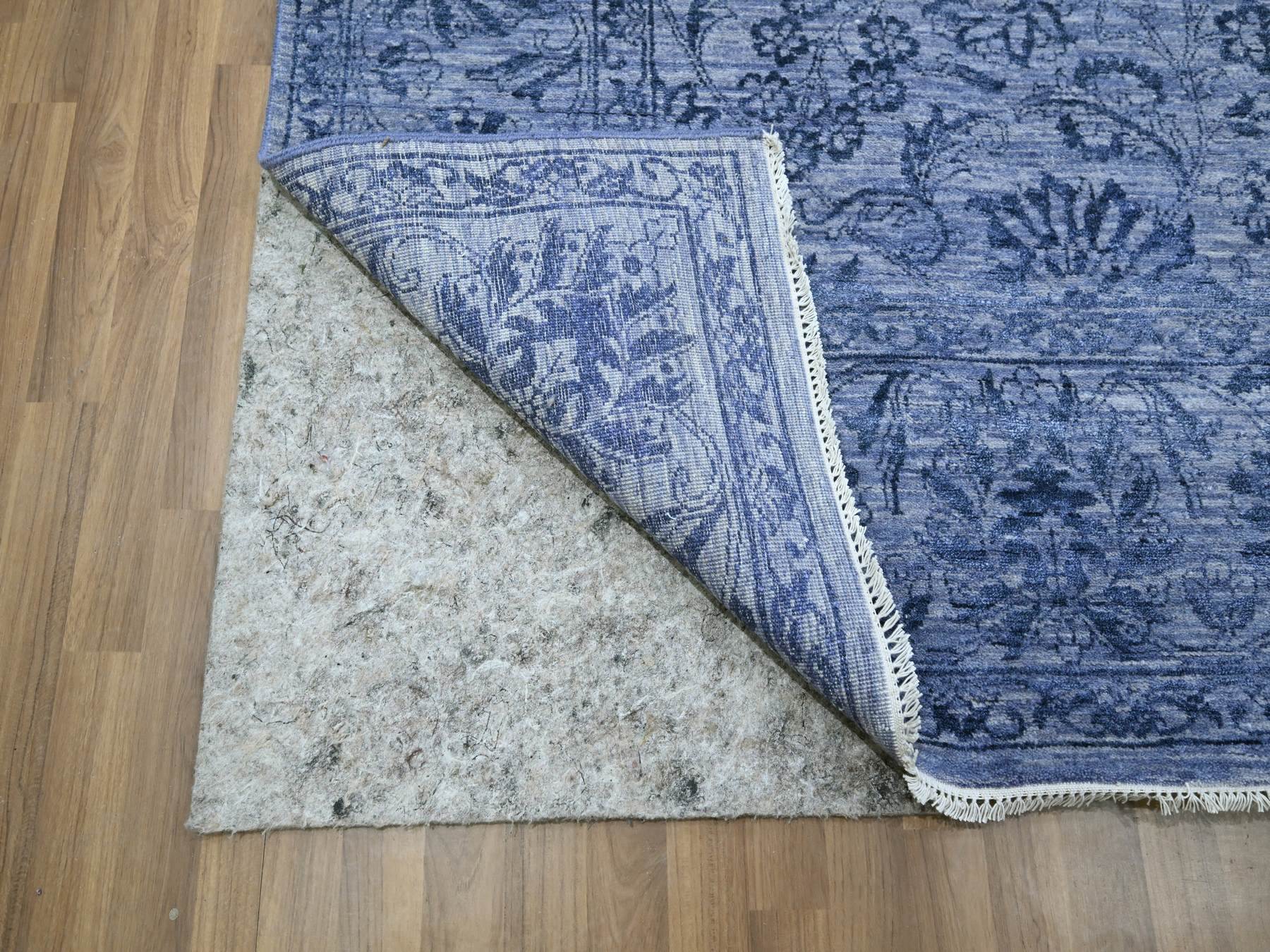 8'1"x10' Purple, Saturated Colors and Design, Tone on Tone, Hand Knotted, Wool & Silk, Abrash, Oriental Rug HR76309 - Image 4
