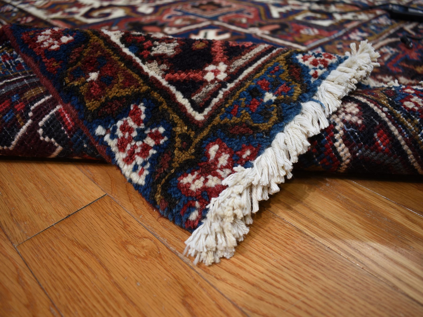 10'9"x22'5" Claret Red, Semi Antique Persian Heriz, Full Pile, Clean and in Excellent Condition, Rare Long and Narrow Gallery Size, Thick and Plush, 100% Wool Hand Knotted, Oriental Rug HR78172 - Image 6
