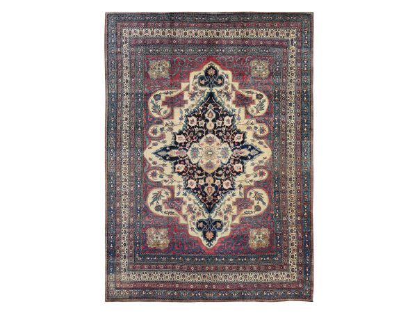 11'1"x15'4" Velvet Red with Multiple Borders, Antique Persian Lavar Kerman Medallion Design, 100% Wool Full Pile, Clean and Soft, Sides and Ends Professionally Secured, Hand Knotted, Oriental Rug HR78174