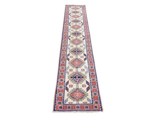 2'6"x13'1" Reed Yellow, Vintage Persian Meshkin, Full Pile and Clean, 100% Wool, Hand Knotted, Runner, Oriental Rug HR78441
