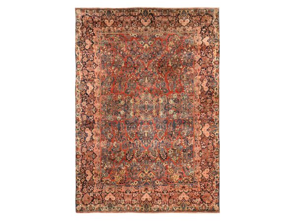 8'1"x12' Imperial Red, Antique Persian Sarouk, 100% Wool, Hand Knotted, Thick and Plush, Full Pile, Soft and Clean, Oriental Rug HR78605
