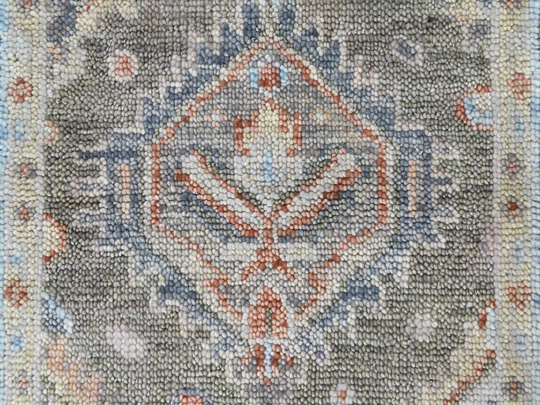 2'x3' Sage Green, Supple Collection, Oushak Design, Soft and Velvety Wool, Hand Knotted, Vegetable Dyes, Mat, Sample, Oriental Rug HR10468 - Image 4