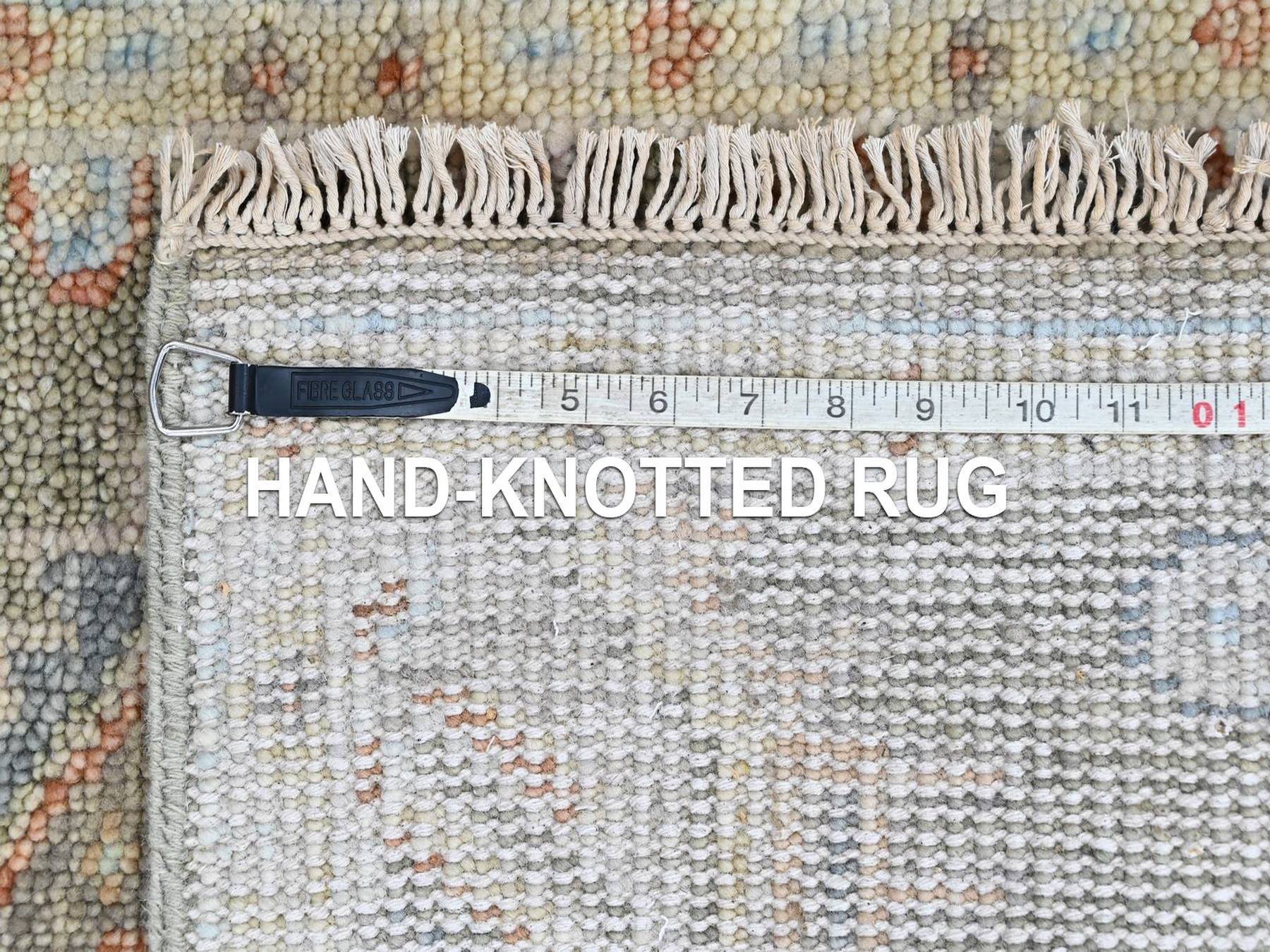 2'x3' Sage Green, Supple Collection, Oushak Design, Soft and Velvety Wool, Hand Knotted, Vegetable Dyes, Mat, Sample, Oriental Rug HR10468 - Image 7