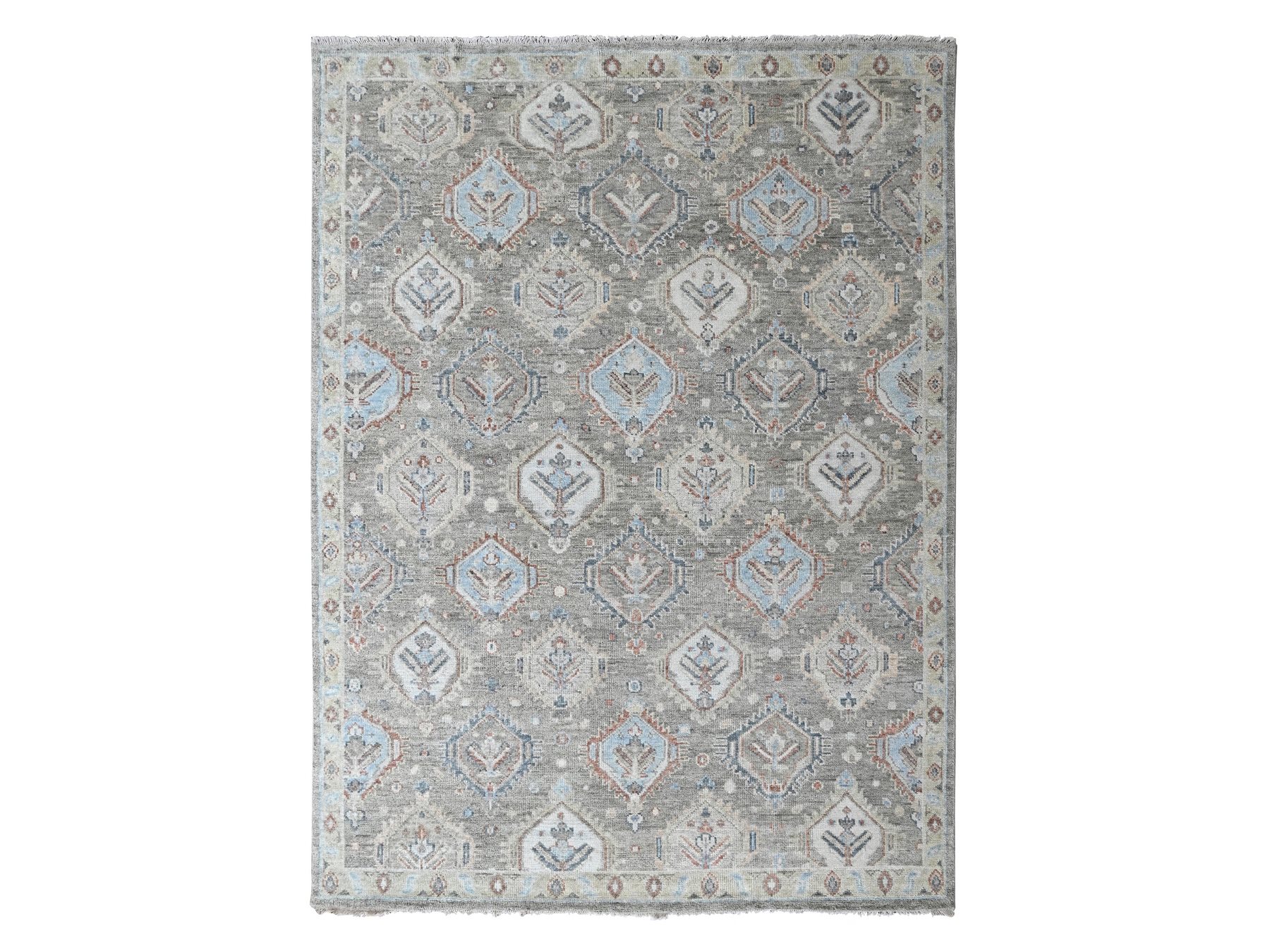 9'x11'10" Sage Green, Oushak All Over Design, Supple Collection, Soft and Velvety Wool, Hand Knotted, Vegetable Dyes, Oriental Rug HR10471