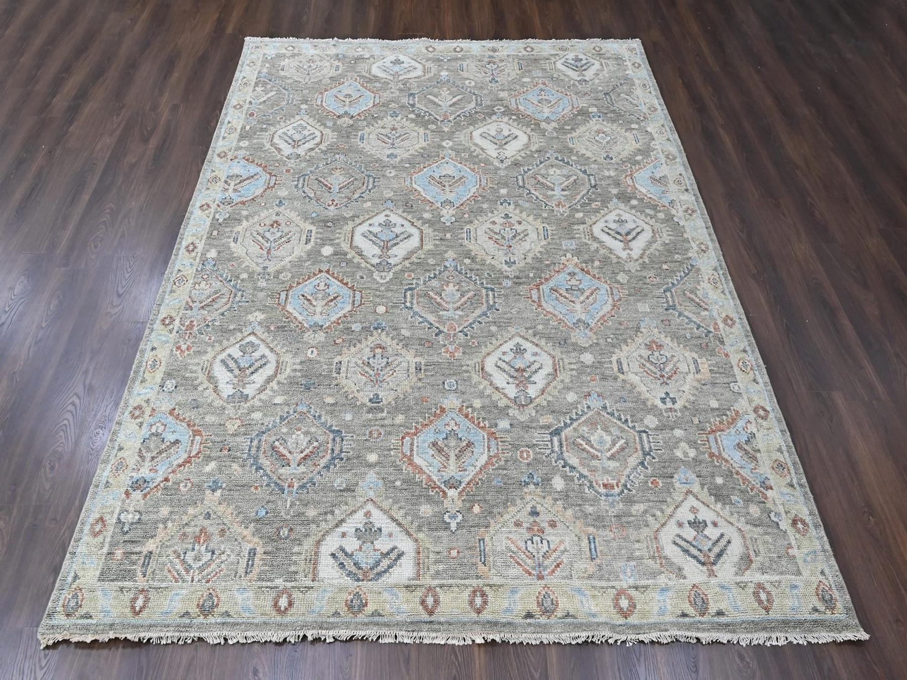 9'x11'10" Sage Green, Oushak All Over Design, Supple Collection, Soft and Velvety Wool, Hand Knotted, Vegetable Dyes, Oriental Rug HR10471 - Image 2
