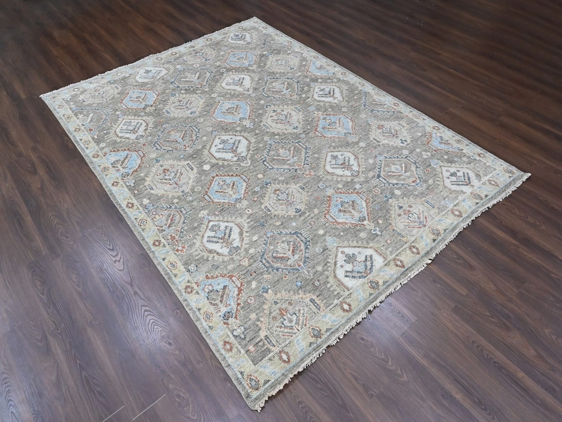 9'x11'10" Sage Green, Oushak All Over Design, Supple Collection, Soft and Velvety Wool, Hand Knotted, Vegetable Dyes, Oriental Rug HR10471 - Image 3