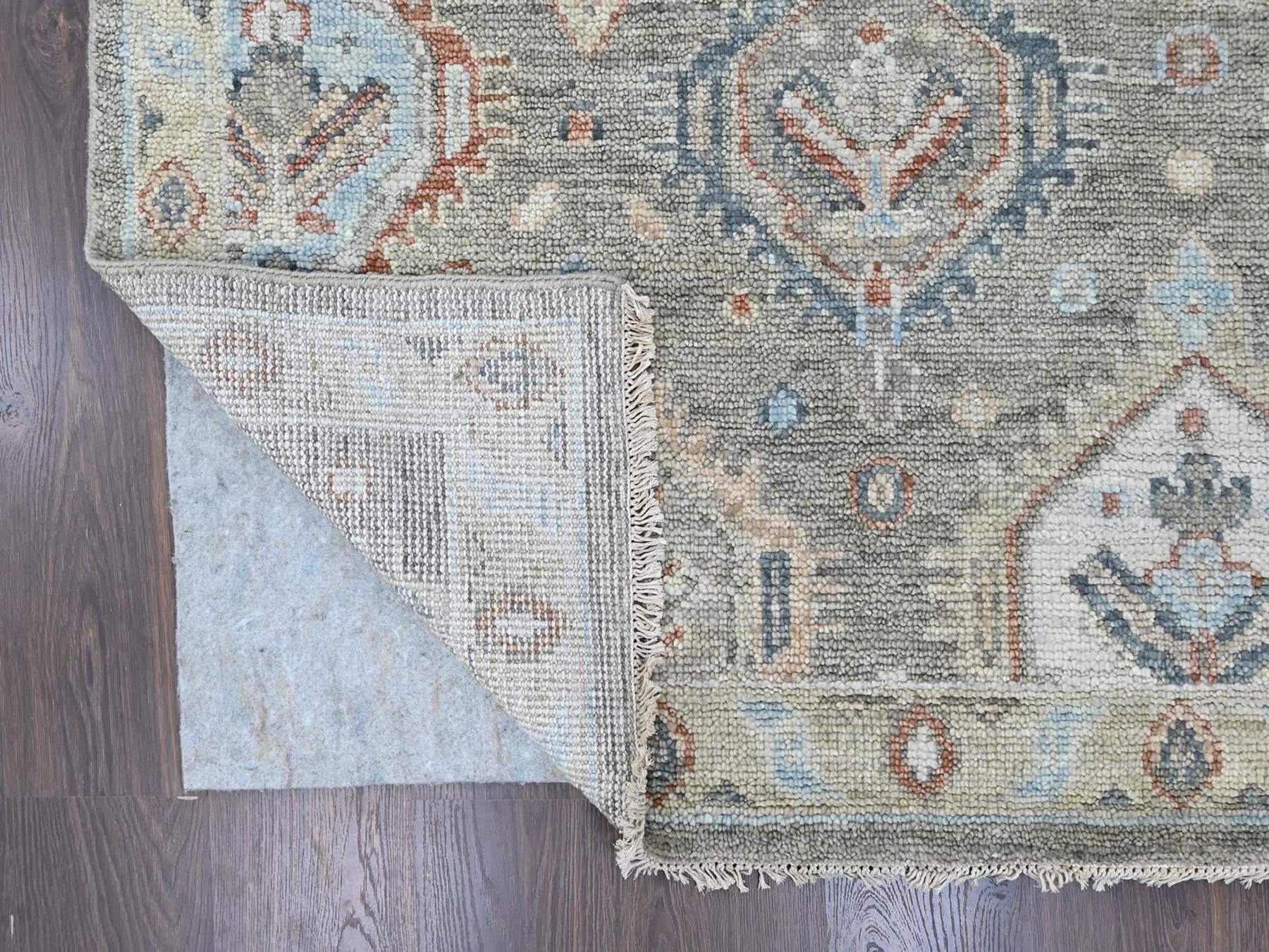 9'x11'10" Sage Green, Oushak All Over Design, Supple Collection, Soft and Velvety Wool, Hand Knotted, Vegetable Dyes, Oriental Rug HR10471 - Image 4