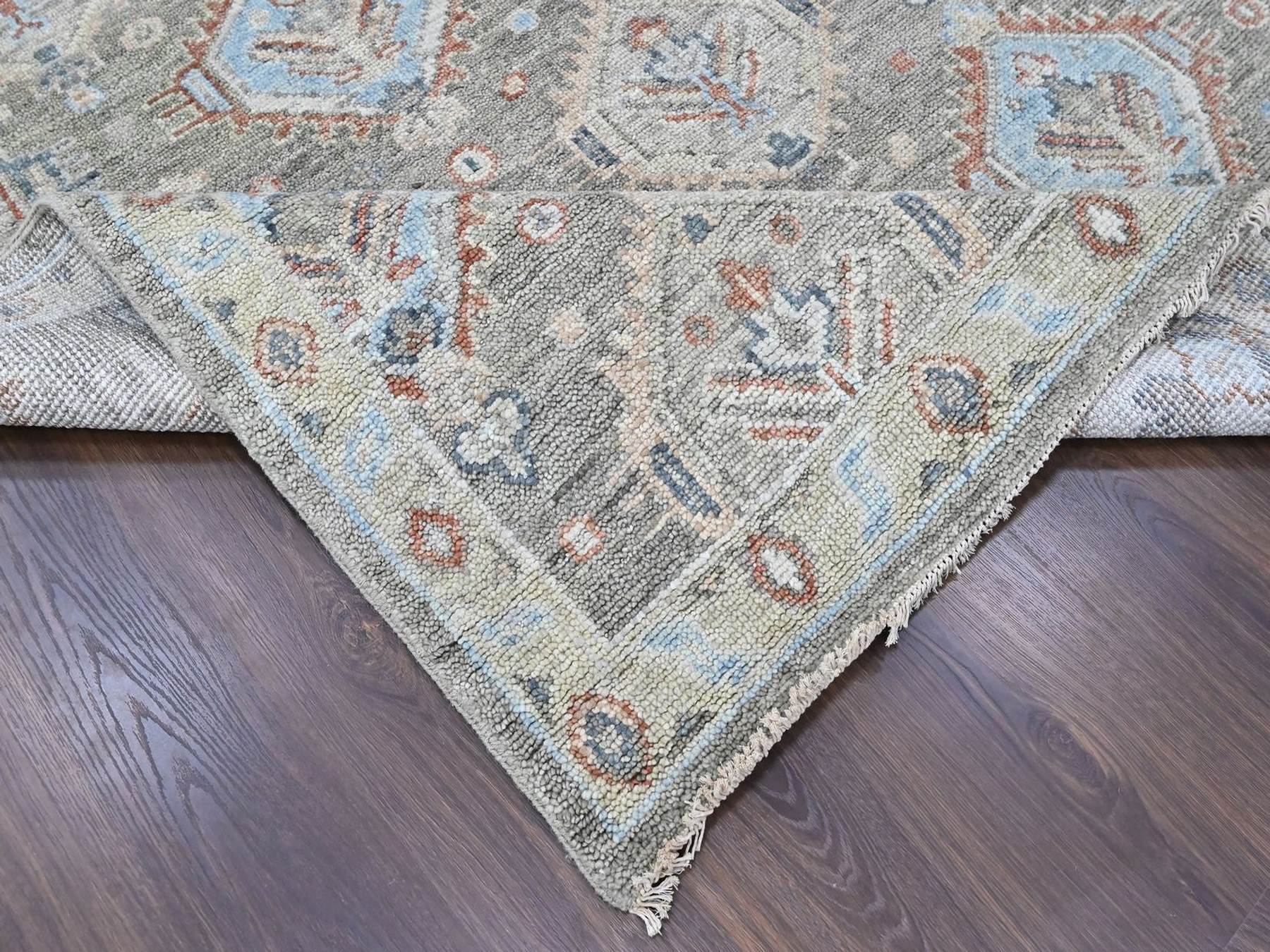 9'x11'10" Sage Green, Oushak All Over Design, Supple Collection, Soft and Velvety Wool, Hand Knotted, Vegetable Dyes, Oriental Rug HR10471 - Image 6