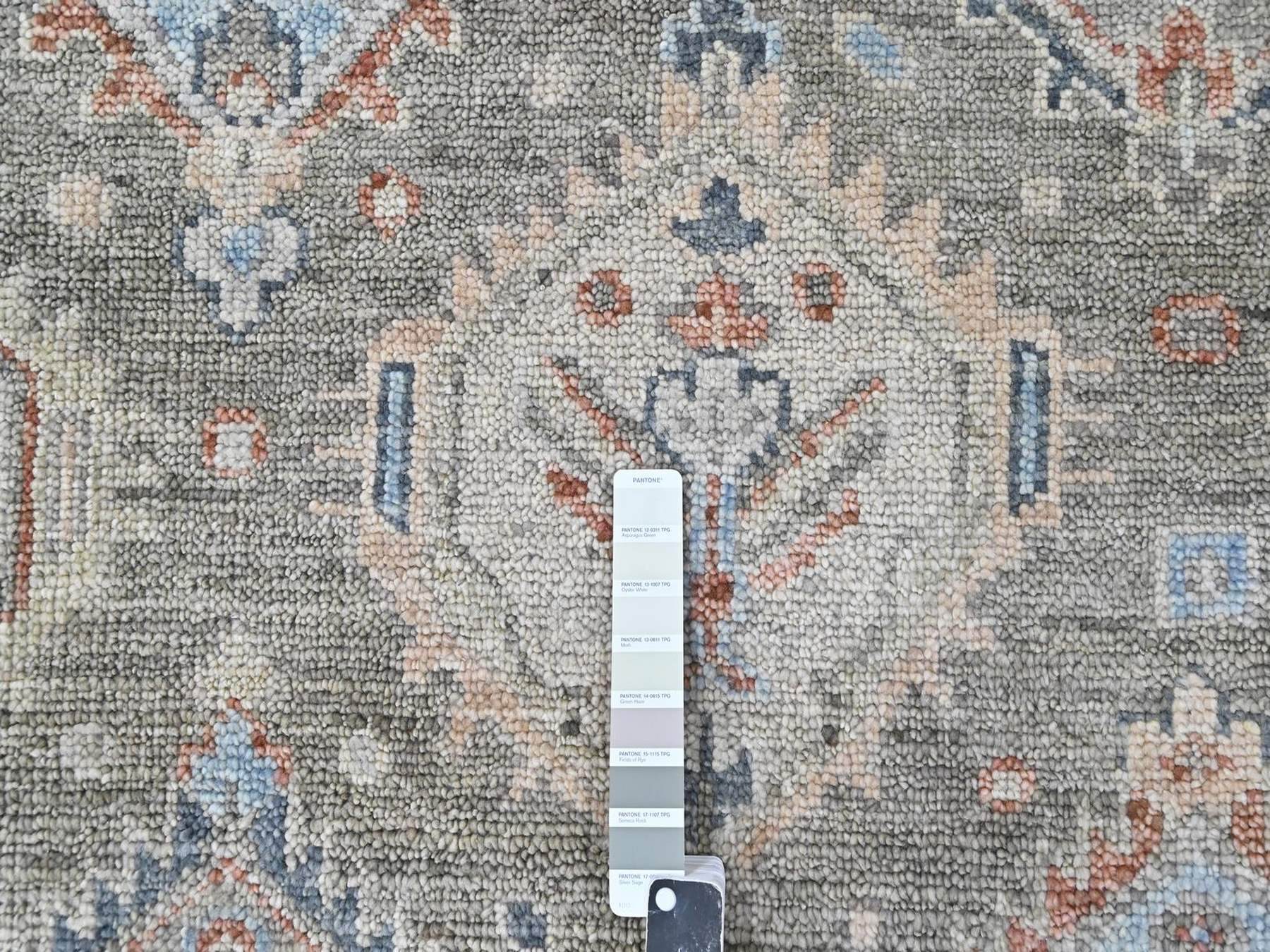 9'x11'10" Sage Green, Oushak All Over Design, Supple Collection, Soft and Velvety Wool, Hand Knotted, Vegetable Dyes, Oriental Rug HR10471 - Image 7