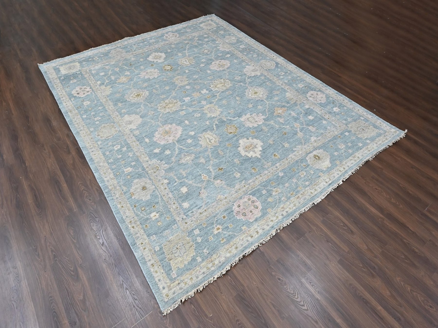 12'x14'10" Stone Blue, Hand Knotted, Supple Collection, Oushak All Over Design, Luxurious Wool, Vegetable Dyes, XL, Oversized, Oriental Rug HR10478 - Image 3