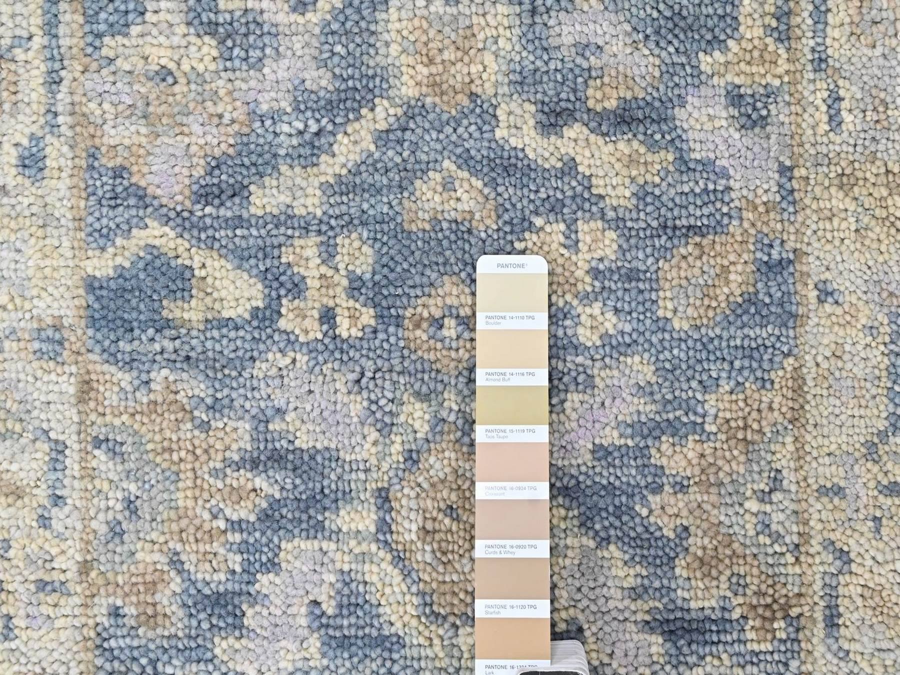 2'x3' Aegean Blue, Oushak All Over Design, Supple Collection, Hand Knotted, Shiny and Vibrant Wool, Vegetable Dyes, Mat, Sample, Oriental Rug HR10480 - Image 3