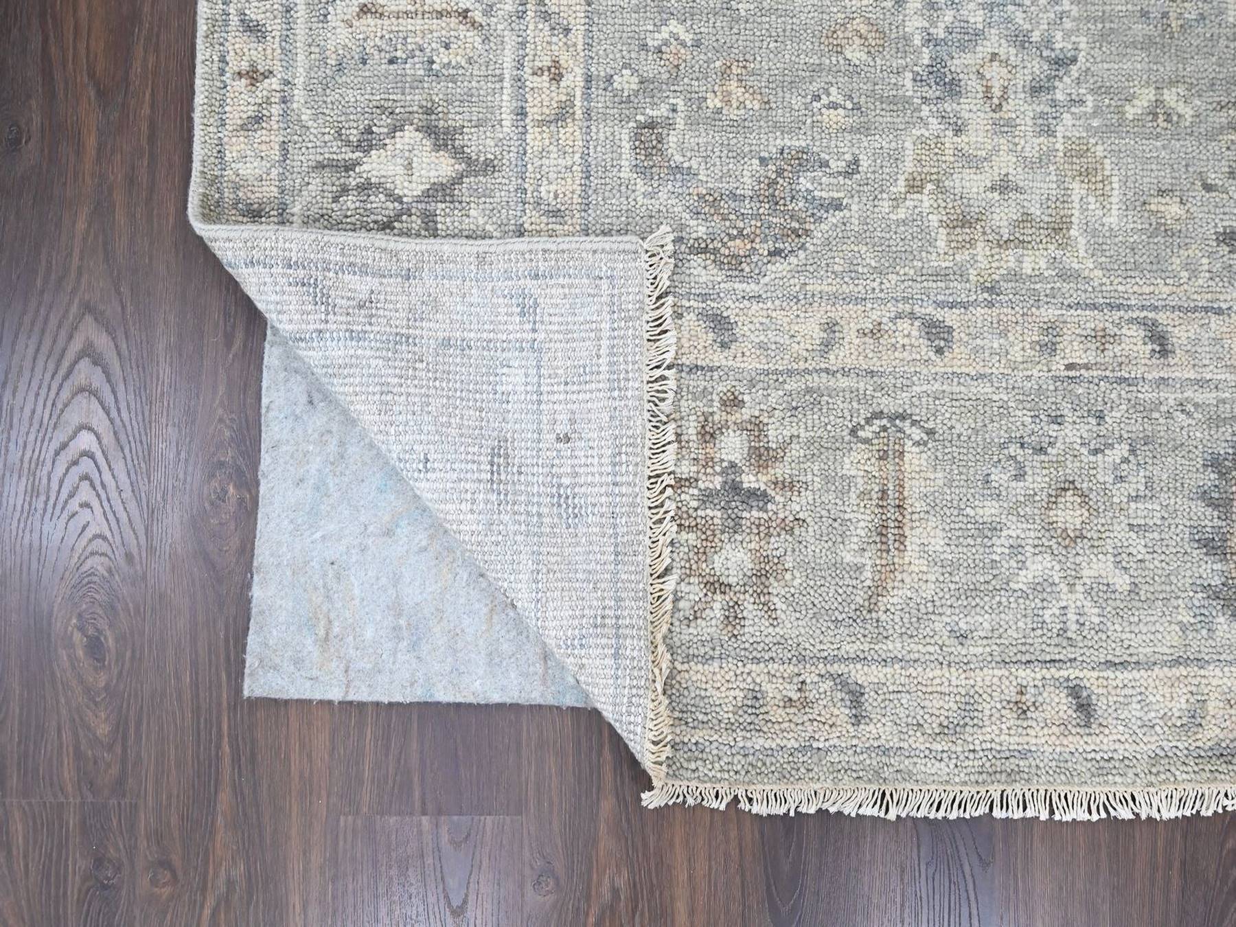 8'1"x10' Spanish Gray, Supple Collection, Oushak All Over Design, Hand Knotted, Shiny Wool Pile, Vegetable Dyes, Oriental Rug HR10486 - Image 4
