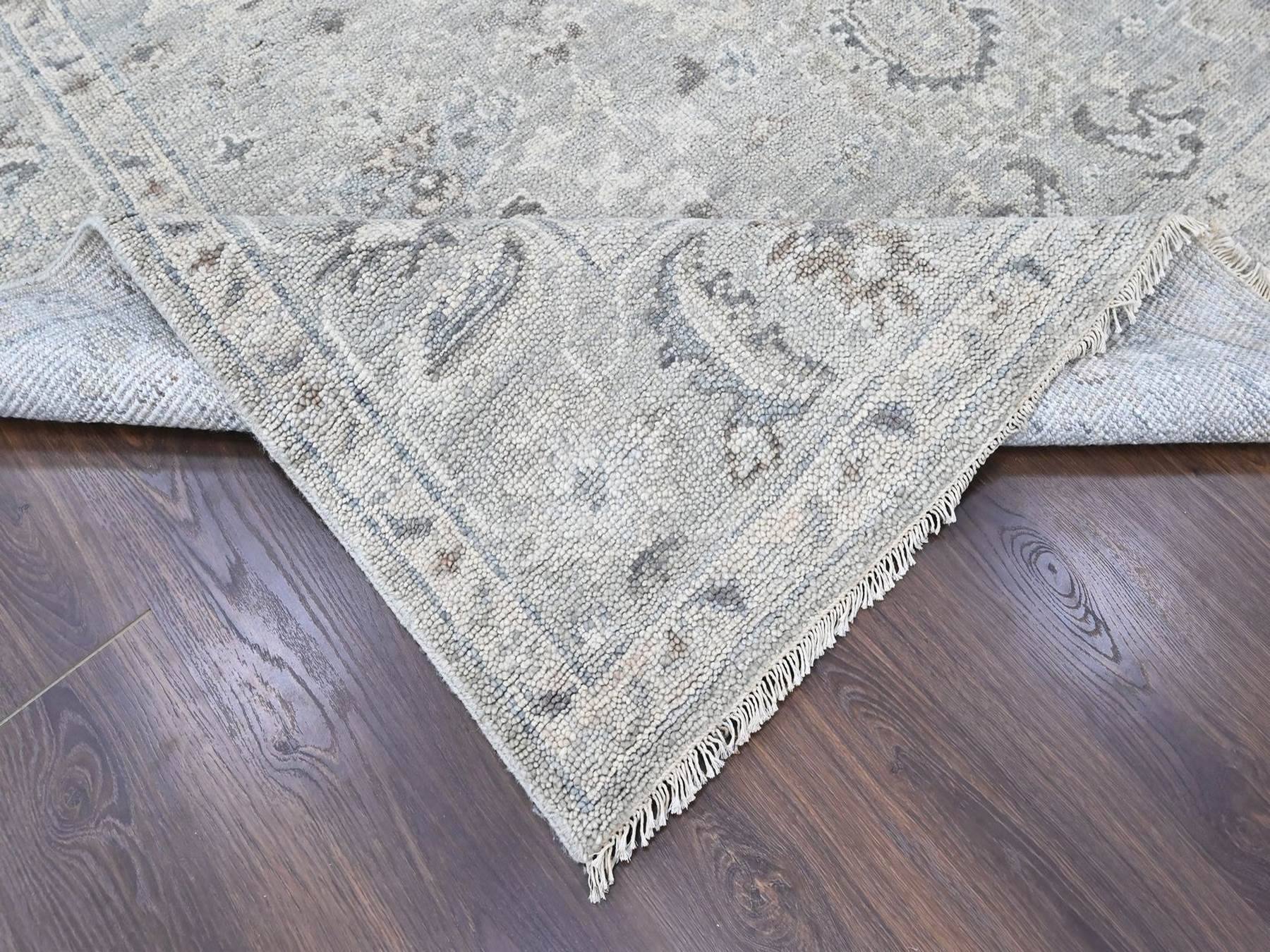 8'1"x10' Spanish Gray, Supple Collection, Oushak All Over Design, Hand Knotted, Shiny Wool Pile, Vegetable Dyes, Oriental Rug HR10486 - Image 6