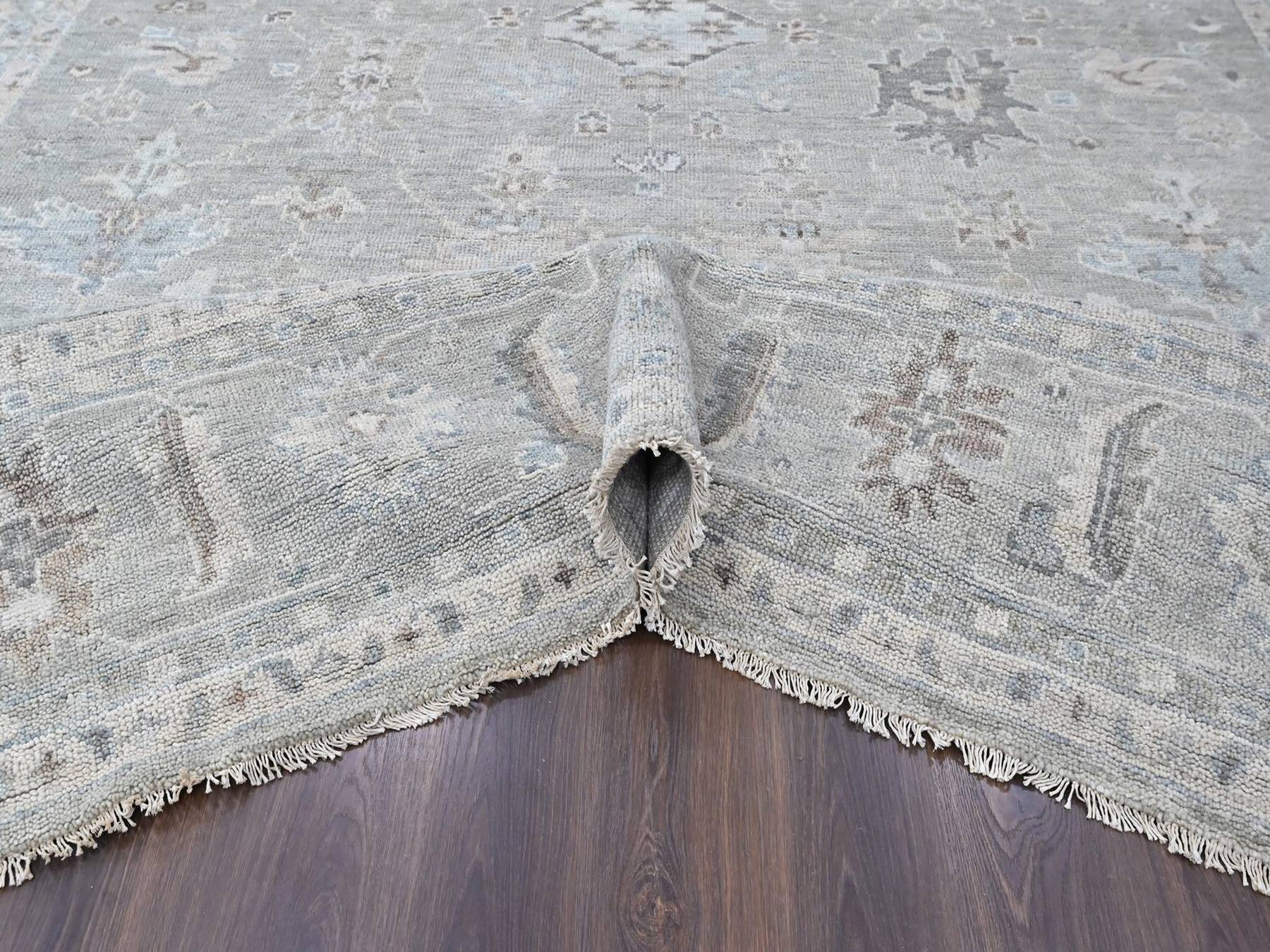 11'9"x14'9" Spanish Gray, Supple Collection, Oushak All Over Design, Hand Knotted, Luxurious Wool, Vegetable Dyes, XL, Oversized, Oriental Rug HR10488 - Image 5
