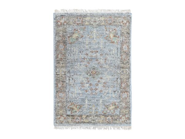 2'x3' Misty Gray, Supple Collection, Oushak Design, Hand Knotted, Luxurious Wool, Vegetable Dyes, Mat, Sample, Oriental Rug HR10489