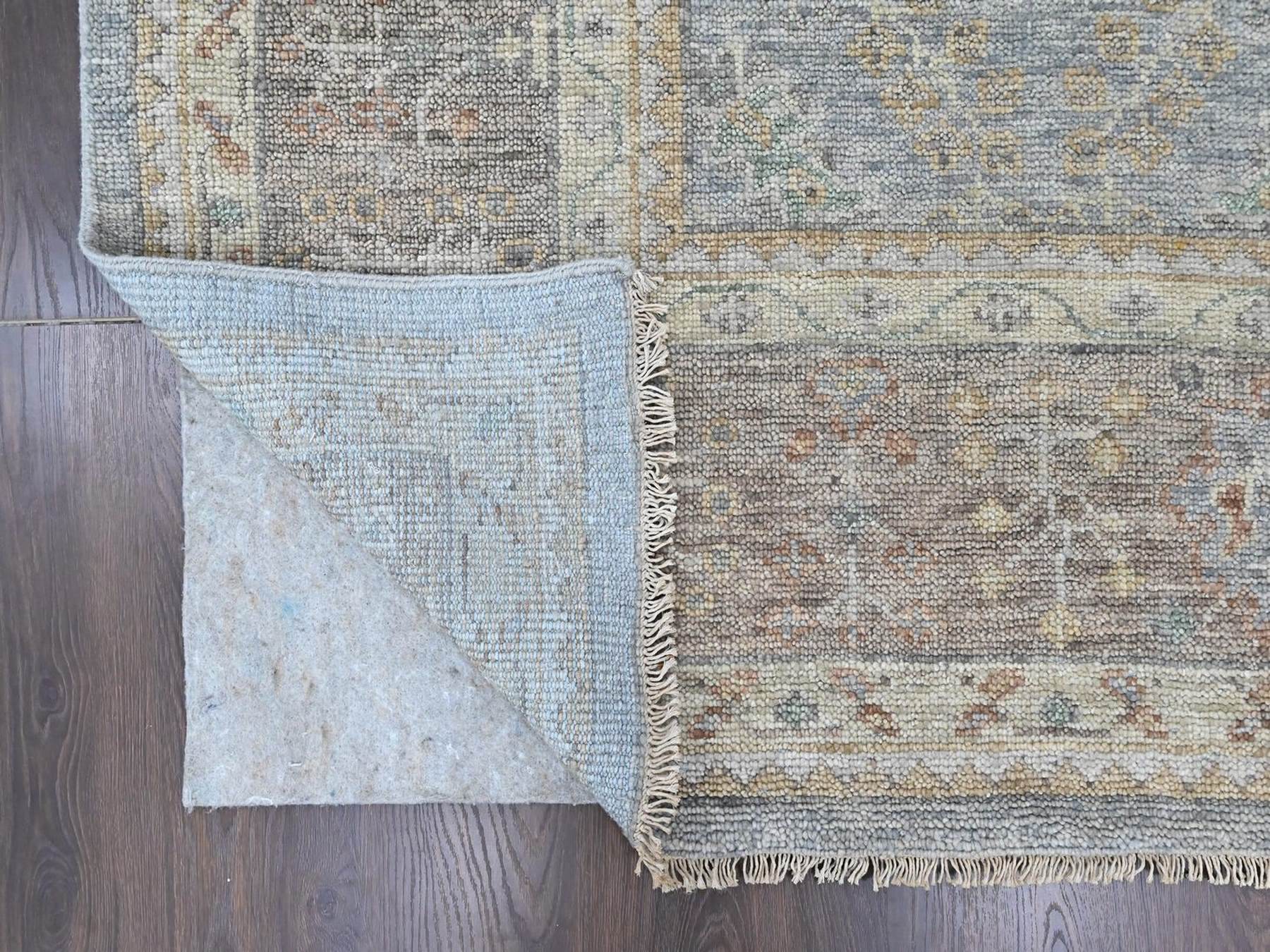 11'10"x14'9" Misty Gray, Supple Collection, Oushak All Over Design, Hand Knotted, Shiny Wool Pile, Vegetable Dyes, XL, Oversized, Oriental Rug HR10493 - Image 4