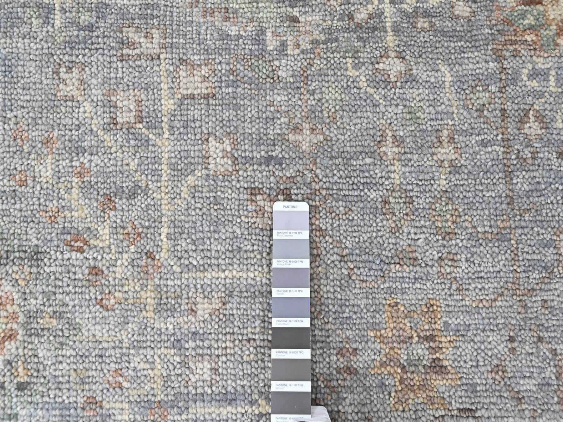 11'10"x14'9" Misty Gray, Supple Collection, Oushak All Over Design, Hand Knotted, Shiny Wool Pile, Vegetable Dyes, XL, Oversized, Oriental Rug HR10493 - Image 7