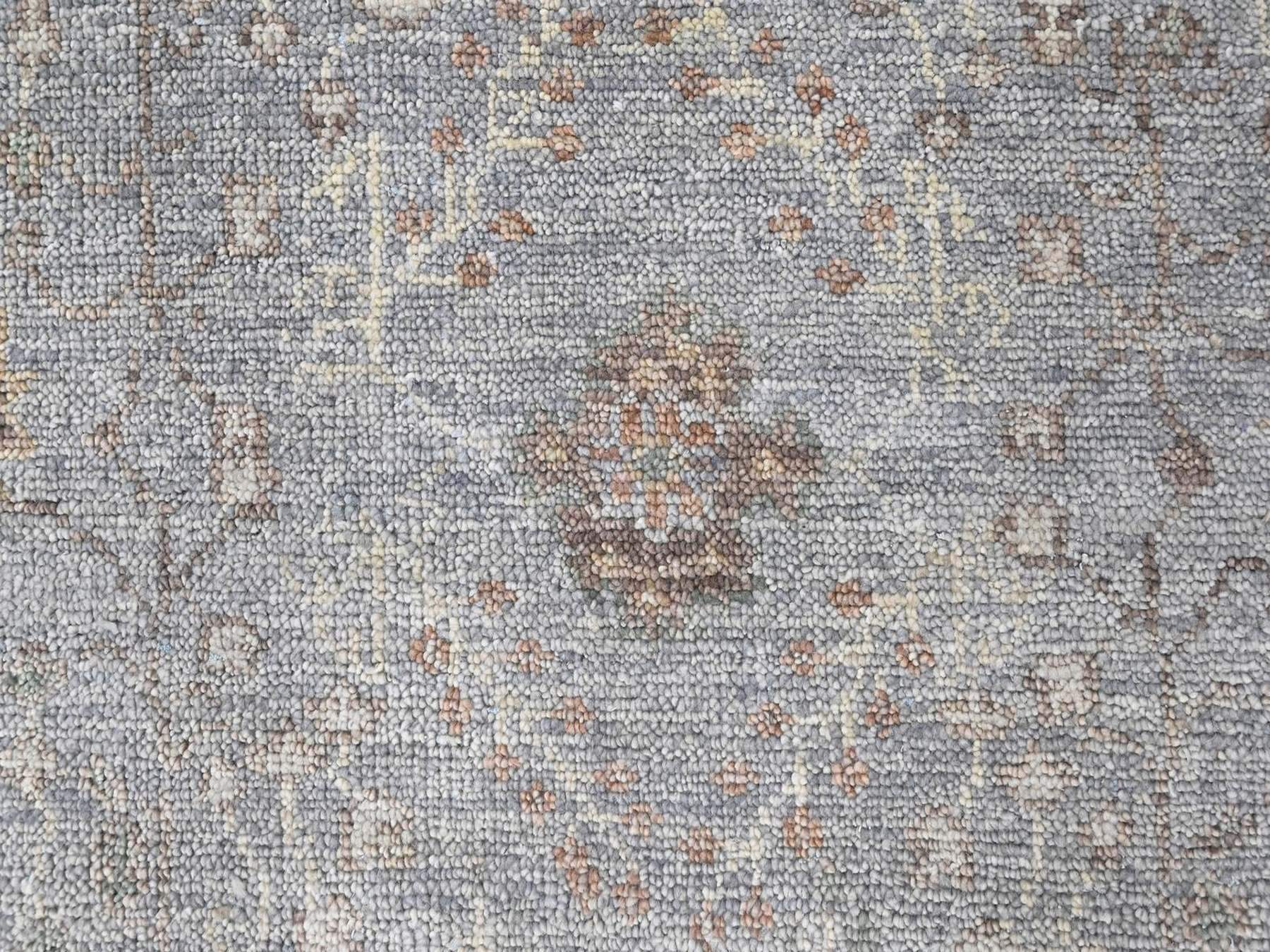 11'10"x14'9" Misty Gray, Supple Collection, Oushak All Over Design, Hand Knotted, Shiny Wool Pile, Vegetable Dyes, XL, Oversized, Oriental Rug HR10493 - Image 8