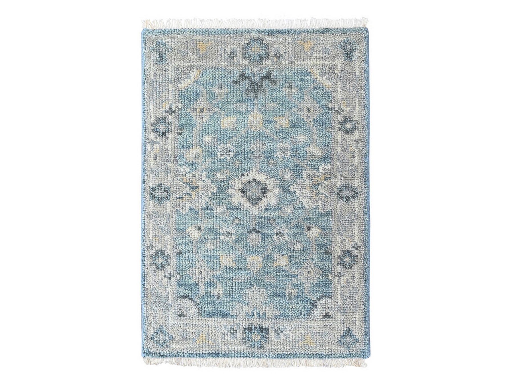 2'x3' Powder Blue, Supple Collection, Oushak Design, Hand Knotted, Luxurious Wool, Vegetable Dyes, Mat, Sample, Oriental Rug HR10494