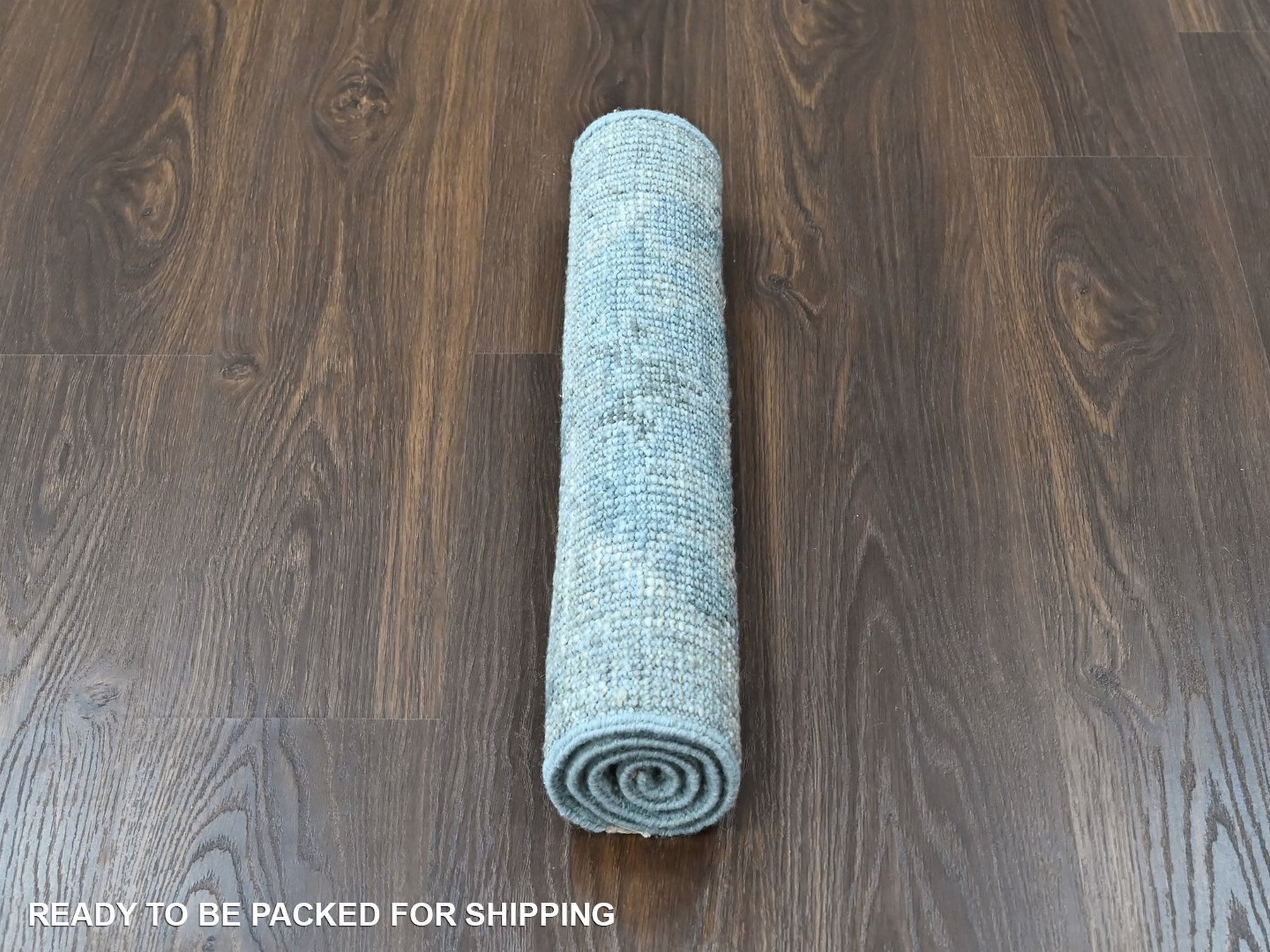 2'x3' Powder Blue, Oushak Design, Supple Collection, Hand Knotted, Shiny Wool Pile, Vegetable Dyes, Mat, Sample, Oriental Rug HR10495 - Image 5