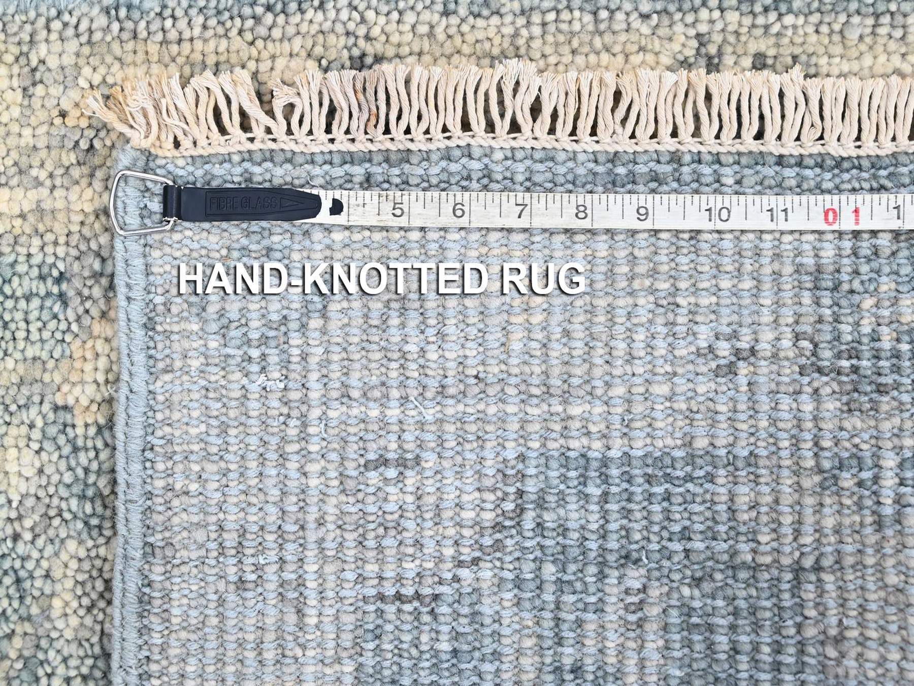 2'x3' Powder Blue, Oushak Design, Supple Collection, Hand Knotted, Shiny Wool Pile, Vegetable Dyes, Mat, Sample, Oriental Rug HR10495 - Image 7