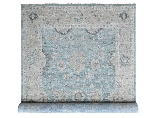 10'1"x13'10" Powder Blue, Oushak All Over Design, Hand Knotted, Supple Collection, Luxurious Wool, Vegetable Dyes, Oriental Rug HR10496
