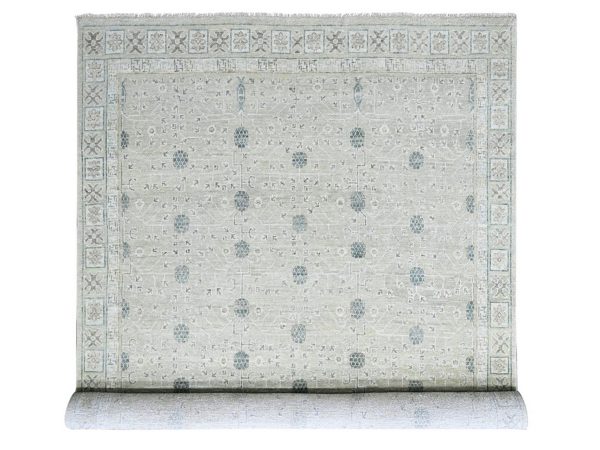12'x15' Light Green, Supple Collection, Khotan with Pomegranate Design, Hand Knotted, Luxurious Wool, Vegetable Dyes, Oversized, XL, Oriental Rug HR10501