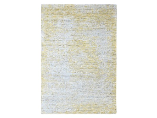 6'x9' Macaroon Yellow, Textured Pile, Hand Loomed, Wool and Plant Based Silk, Modern Design, Oriental Rug HR10510