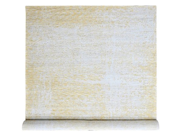 12'x15' Macaroon Yellow, Hand Loomed, Wool and Plant Based Silk, Textured Pile, Modern Design, Oversized, XL, Oriental Rug HR10516