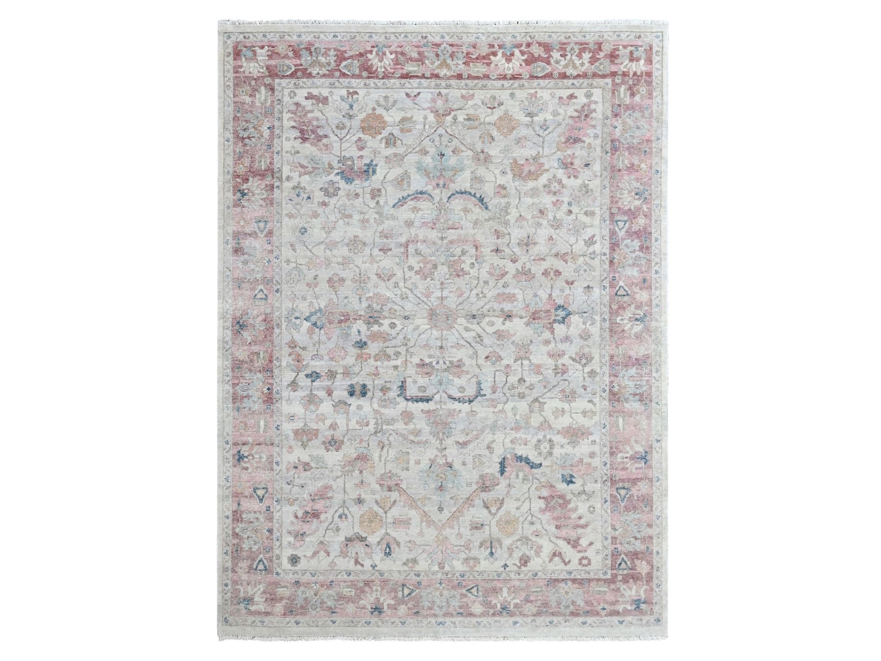 9'x11'10" Beige, Antiqued Persian Heriz All Over Design, Vegetable Dyes, Zero Pile, Distressed, Sheared Low, Hand Knotted, 100% Wool, Oriental Rug HR10545